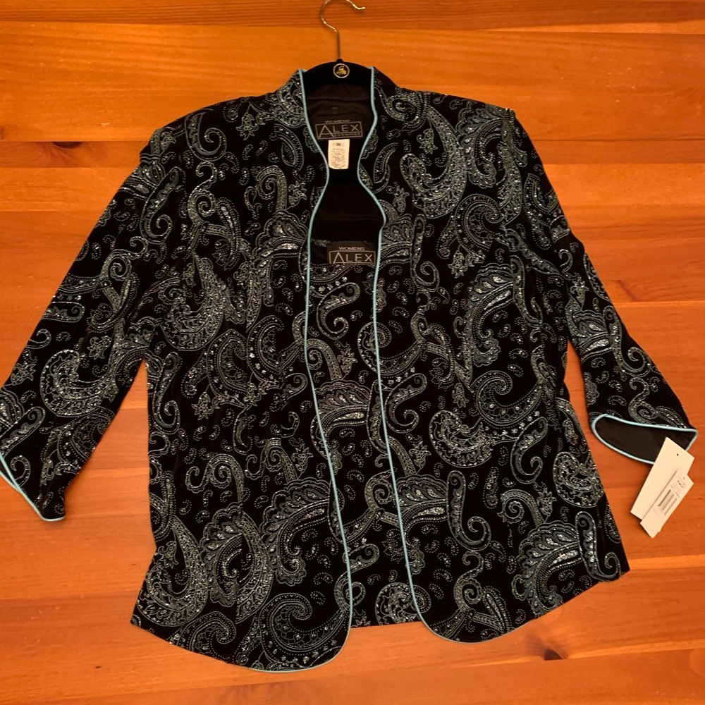 NWT sparkly formal jacket set in rich black, silver and teal